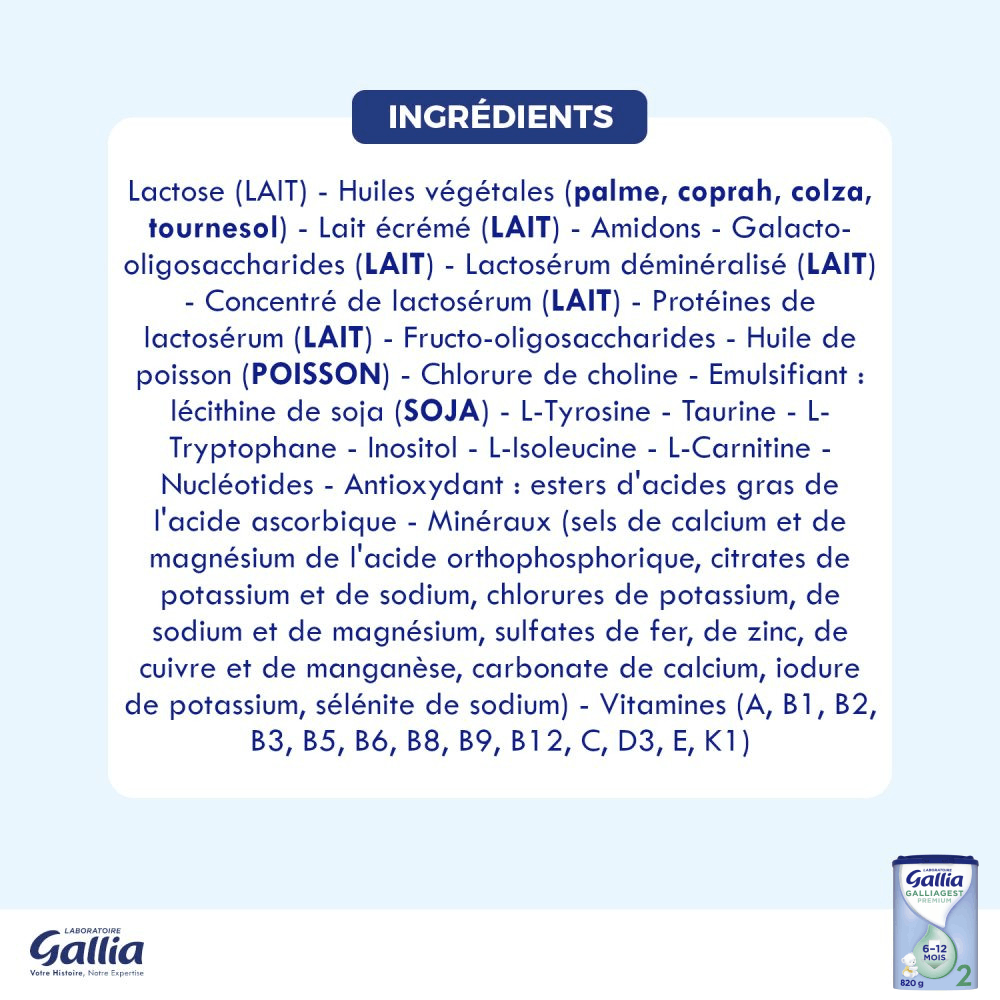 Lait poudre Gallia Galliagest 2 6-12 mois NEUF - Gallia