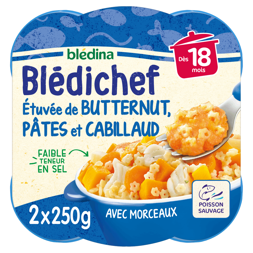 Bledina bledichef farandole de carottes et pâtes coquilles dès 18mois 250g