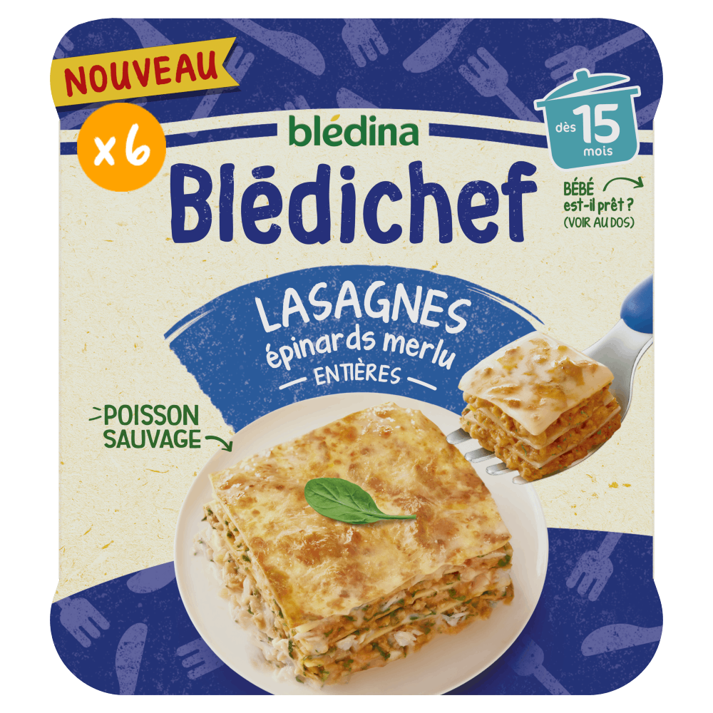 Blédichef - Lasagnes Epinards Merlu - Lot x 6 - face