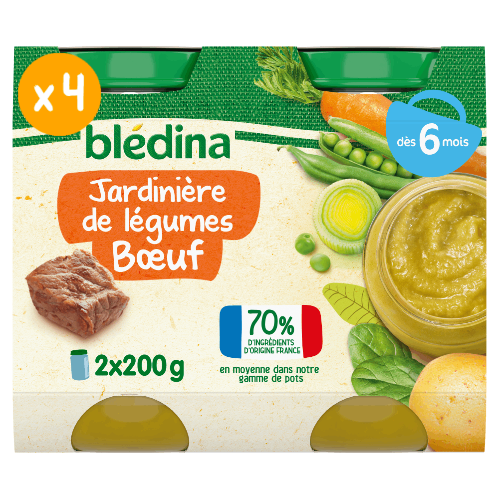 Petits pots Blédina - Jardinière de légumes Bœuf - Lot x 4