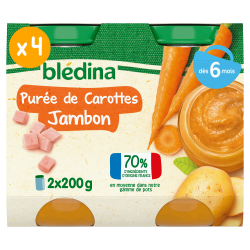 Petits pots Blédina - Purée Carottes Jambon - Lot x 4