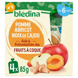Gourdes Fruitées Pomme, Abricot et Noix de Cajou - Lot x4