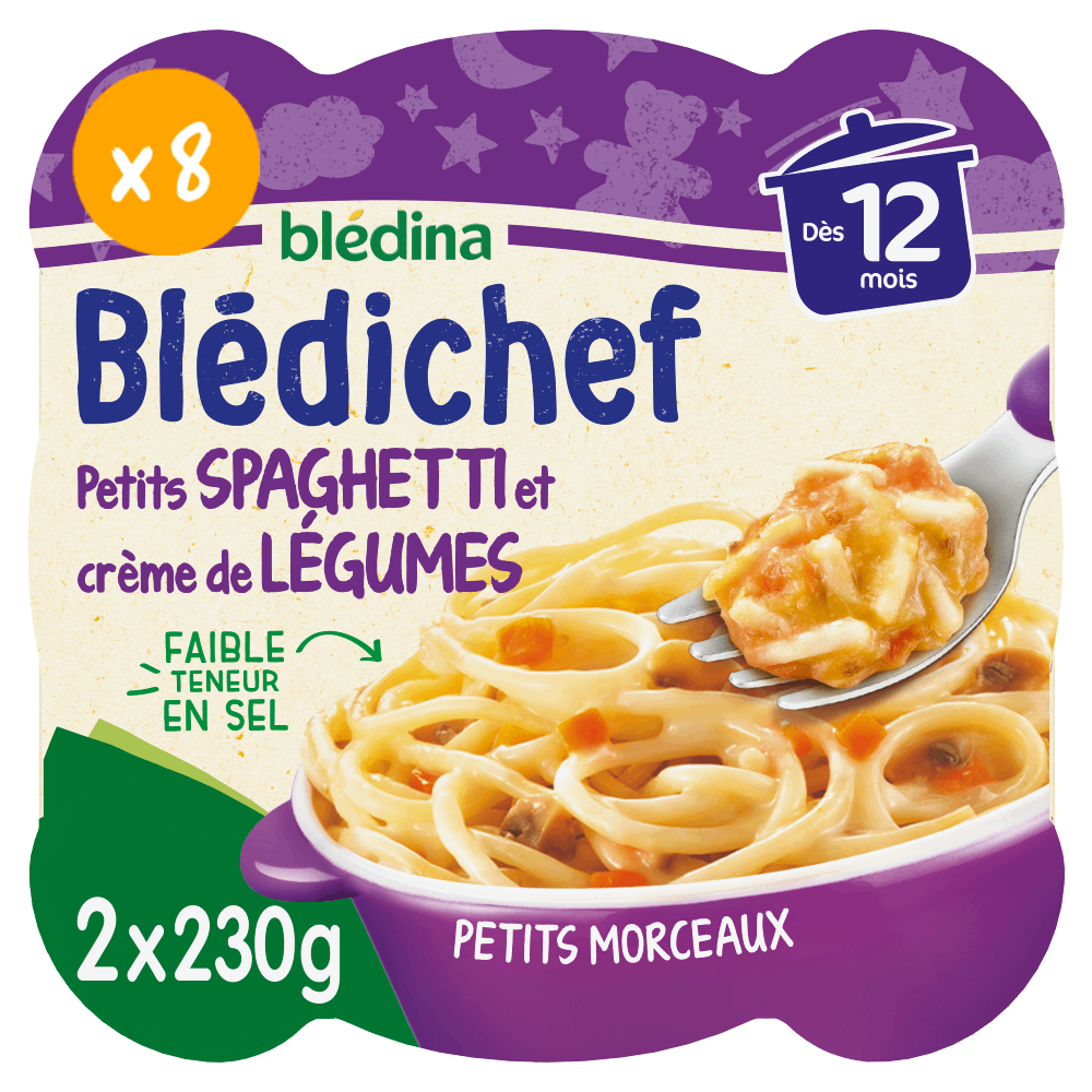Blédichef - Spaghetti et crème de légumes - Lot x8