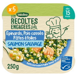 Les Récoltes Engagées - Epinards Pois cassés Saumon Sauvage & Pâtes - Lot x5