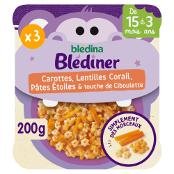 Morceaux à dévorer - Carottes, Lentilles Corail, Pâtes Etoiles & touche de ciboulette - Lot x3