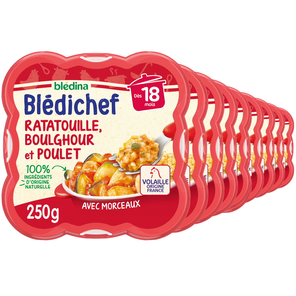 Blédichef - Ratatouille, boulghour et poulet  - Lot x9