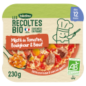 Les Récoltes Bio - Petit plat Bio - Mijoté de Tomates, Boulghour et Bœuf - 230g