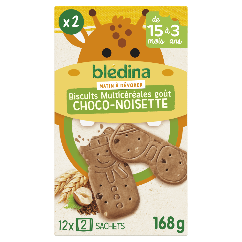 Mini Matin - Biscuit Multicéréales Pépites de Chocolat - Lot x2 - Blédina - 15m+ - Face