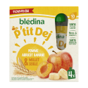 Gourdes P’tit Dej - Pomme Banane Abricot Millet Seigle - 4x85g - Blédina - Dès 10 mois - Face